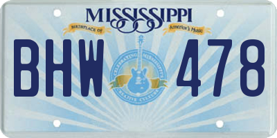 MS license plate BHW478