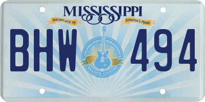 MS license plate BHW494