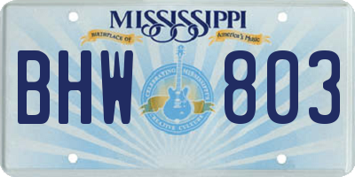 MS license plate BHW803