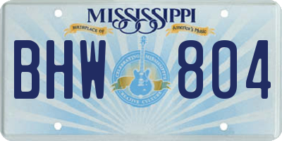MS license plate BHW804