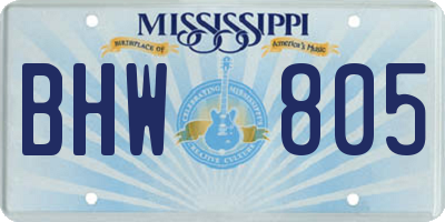 MS license plate BHW805