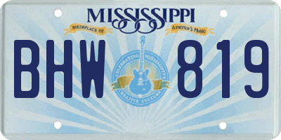MS license plate BHW819