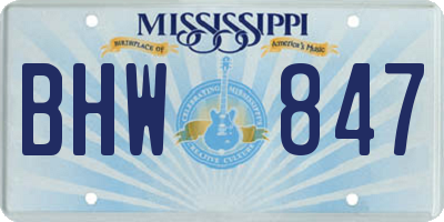 MS license plate BHW847