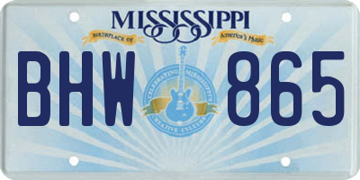 MS license plate BHW865