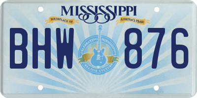 MS license plate BHW876