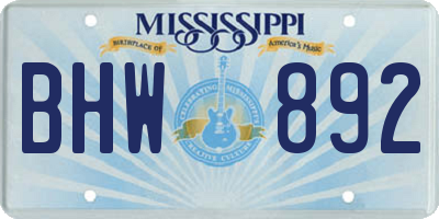 MS license plate BHW892