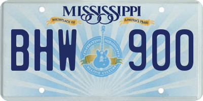 MS license plate BHW900