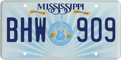 MS license plate BHW909