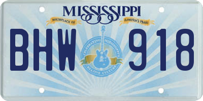 MS license plate BHW918