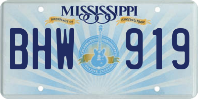 MS license plate BHW919