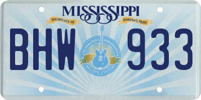 MS license plate BHW933