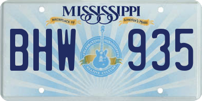 MS license plate BHW935