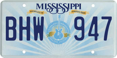 MS license plate BHW947