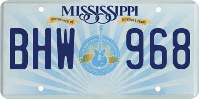 MS license plate BHW968
