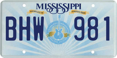 MS license plate BHW981