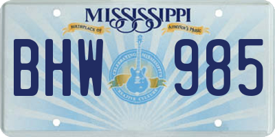 MS license plate BHW985