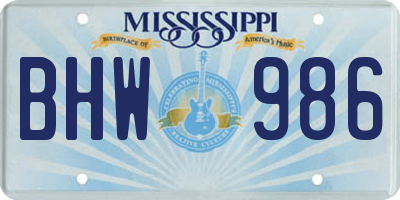 MS license plate BHW986