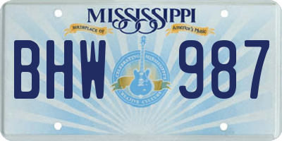 MS license plate BHW987