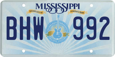 MS license plate BHW992