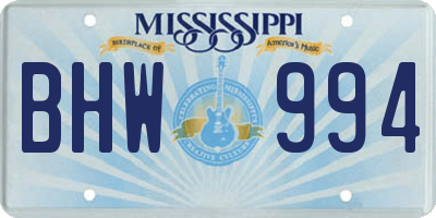 MS license plate BHW994