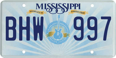 MS license plate BHW997