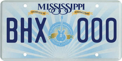 MS license plate BHX000