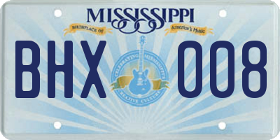 MS license plate BHX008