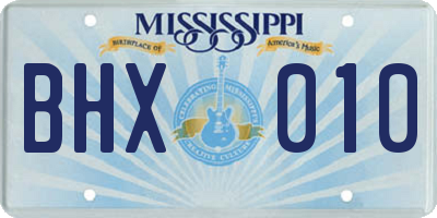 MS license plate BHX010