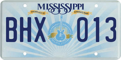 MS license plate BHX013