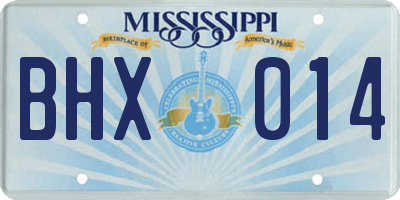 MS license plate BHX014