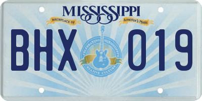 MS license plate BHX019