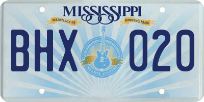 MS license plate BHX020