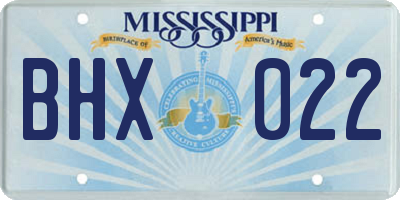 MS license plate BHX022