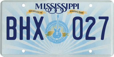 MS license plate BHX027