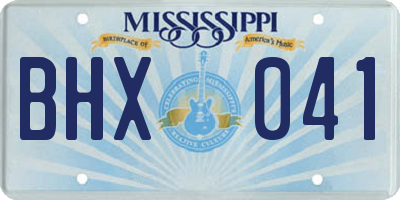 MS license plate BHX041