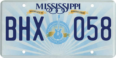 MS license plate BHX058