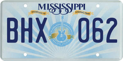 MS license plate BHX062