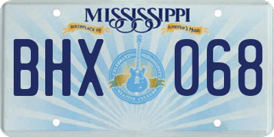 MS license plate BHX068