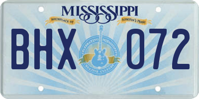 MS license plate BHX072
