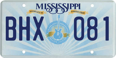 MS license plate BHX081