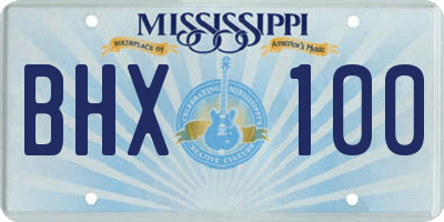 MS license plate BHX100