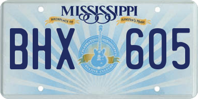MS license plate BHX605