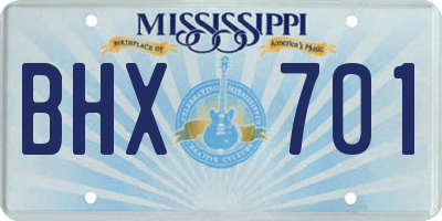 MS license plate BHX701