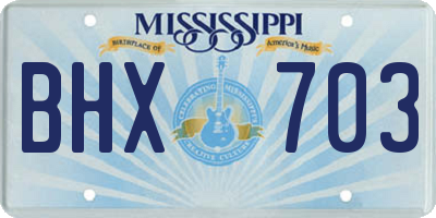 MS license plate BHX703
