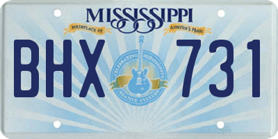 MS license plate BHX731