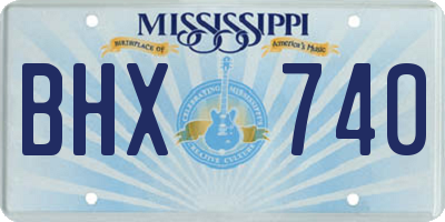 MS license plate BHX740