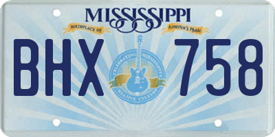 MS license plate BHX758