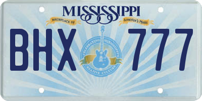 MS license plate BHX777