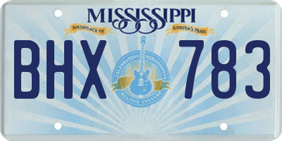 MS license plate BHX783
