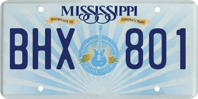 MS license plate BHX801